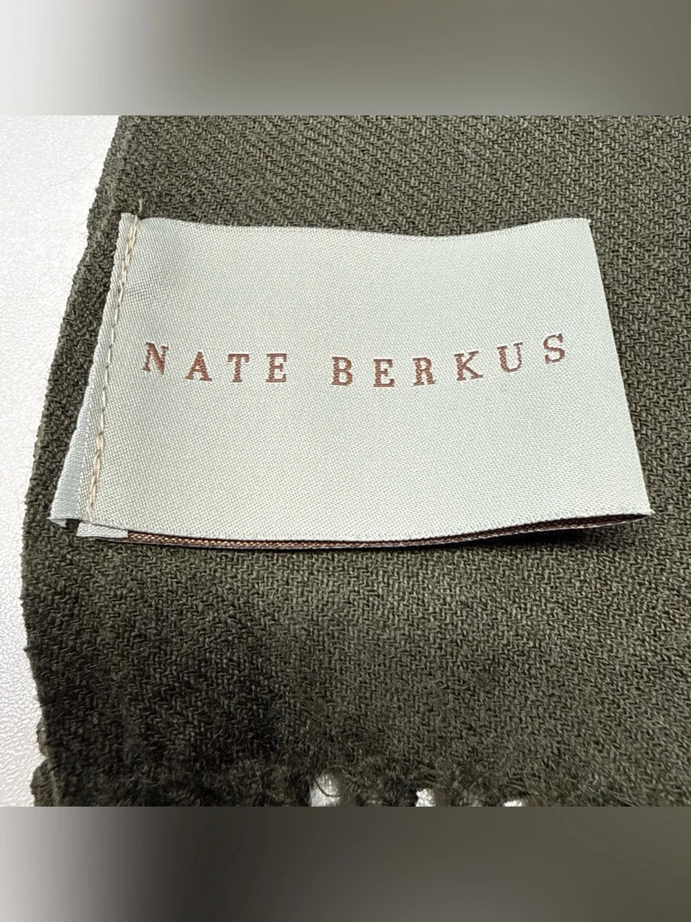 Nate Berkus Wool ONE Window Panel Olive Green Fringe 50x78